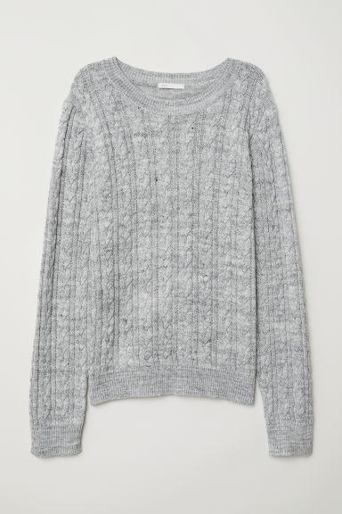 H & M - Pullover In Maglia A Trecce - Grigio