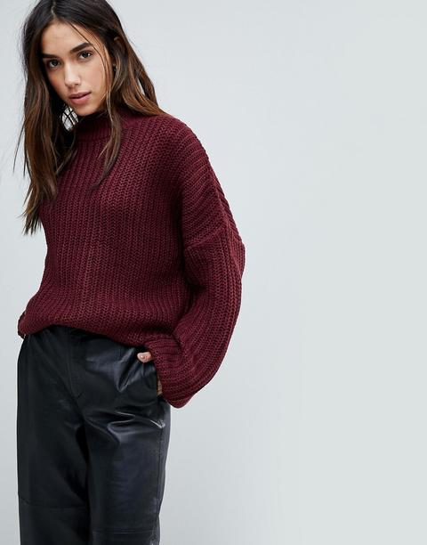 Brave Soul - Maglione Blu Giacinto Con Maniche Oversize - Rosso