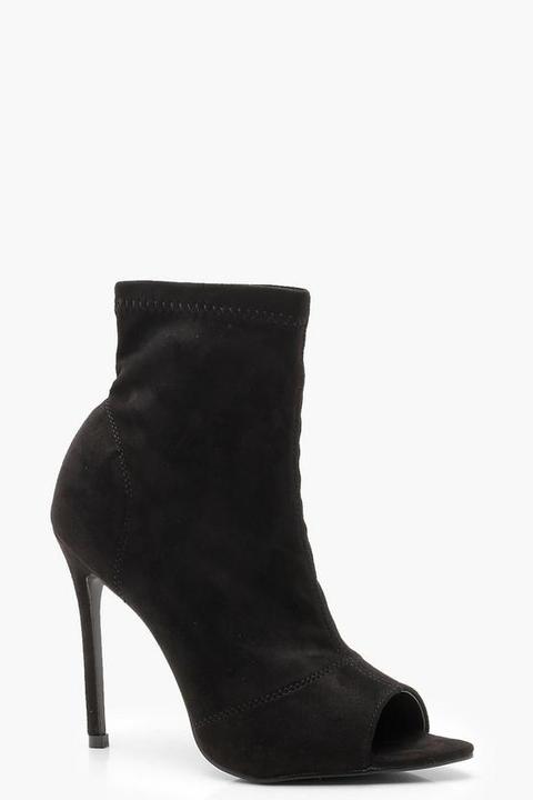 Peeptoe Pointed Toe Sock Boots