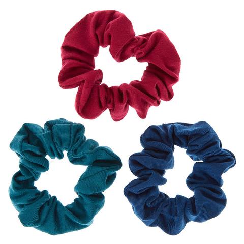 Small Retro Blue Hair Scrunchies - 3 Pack