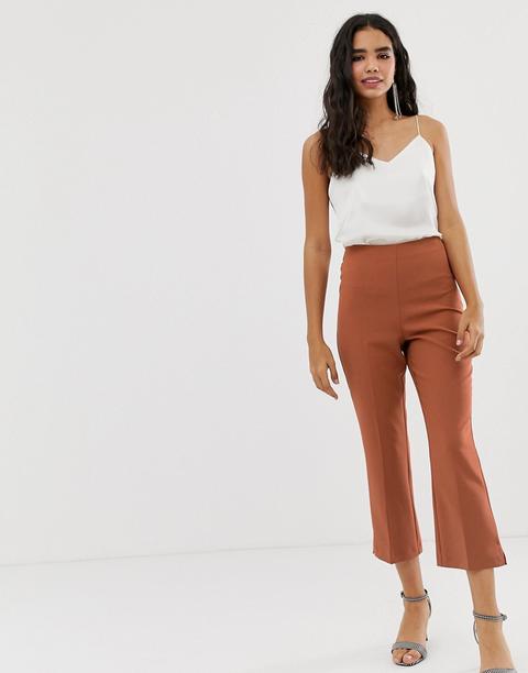 Miss Selfridge - Pantaloni A Zampa Alla Caviglia Beige - Beige