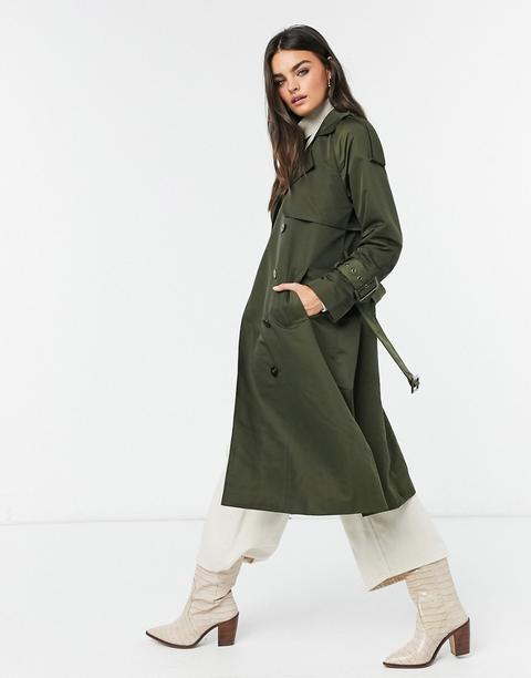 Object Trench Coat In Khaki-green