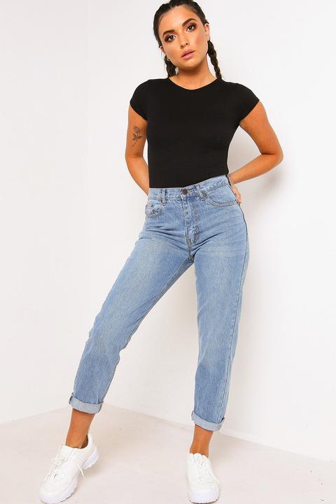 Black Rib Short Sleeve Bodysuit