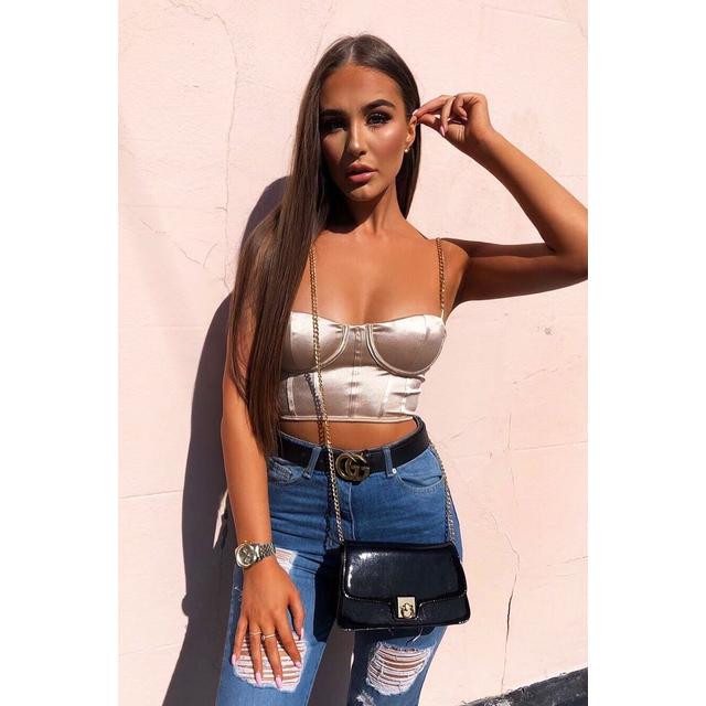 pics Crop Corset Tops With Straps gold satin corset detail chain strap crop top vinisha from rebellious fashion on 21 buttons