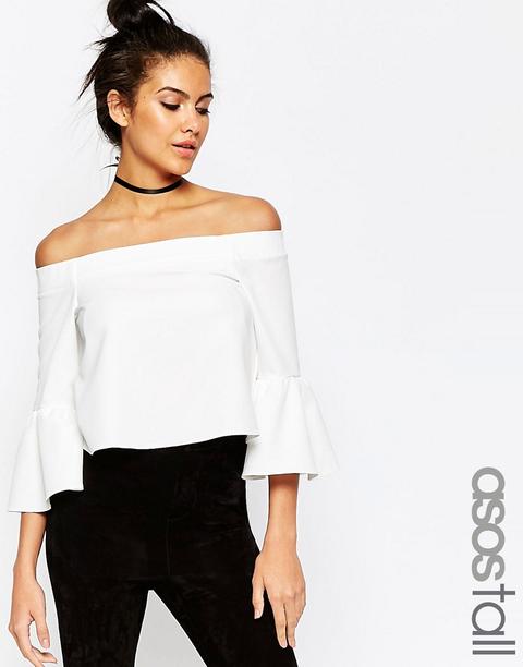 Top Con Hombros Descubiertos Y Volantes En Las Mangas De Asos Tall