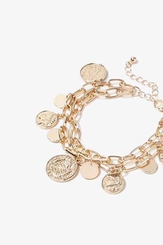 Forever 21 Layered Coin Pendant Bracelet Gold From Layered Coin Pendant Bracelet Gold