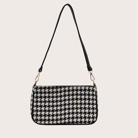 Houndstooth Pattern Baguette Bag