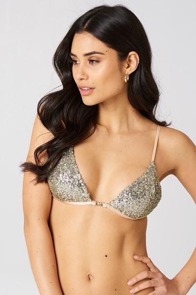 For Love & Lemons Eloise Sequin Bra Top - Gold