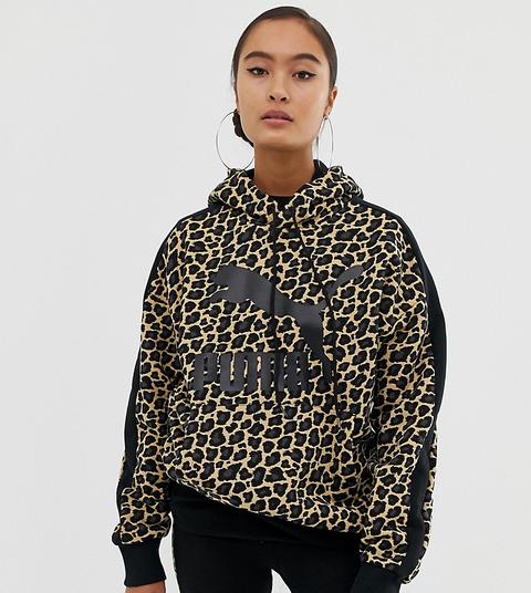 Puma - Oversize-kapuzenpullover Mit Gepardenprint - Schwarz