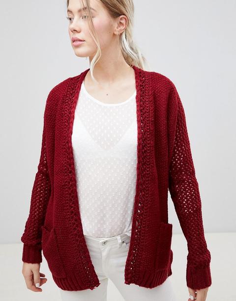 Bellfield - Cardigan Con Collo Plissettato - Rosso