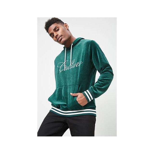 Culture Graphic Velvet Hoodie At Forever 21 Green white from