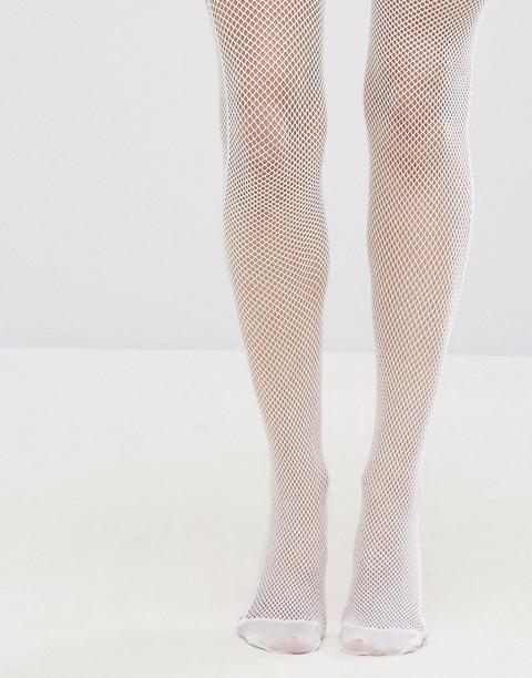 Medias De Rejilla Con Raya Lateral En Blanco De Asos