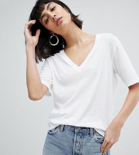 Camiseta Blanca Con Cuello De Pico Last De Weekday-blanco