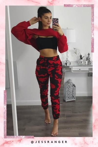 Danielle Red Camo Print Joggers