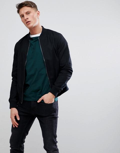 New Look - Bomber In Cotone Nero - Nero