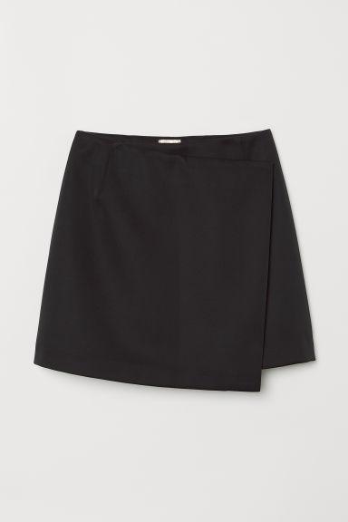 H & M - Falda Cruzada Corta - Negro