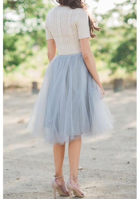 Gonna Ginadina Tulle Tutu Elastica Alta Vita Grigio