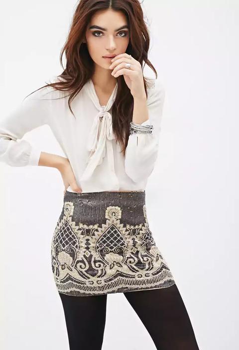 Self-tie Lace-paneled Blouse