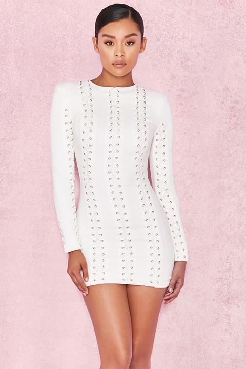 White Suedette Lace-up Dress - Sale