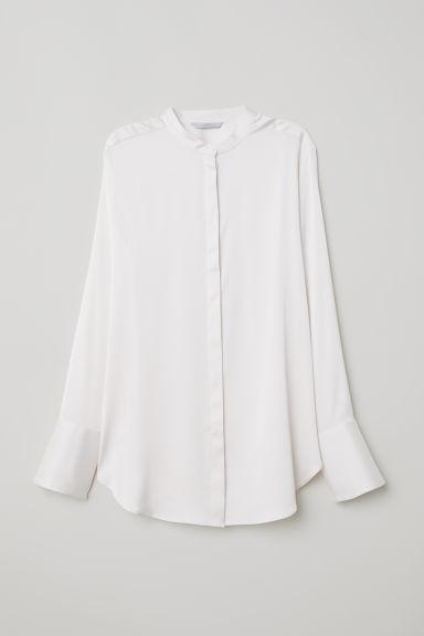 H & M - Camicetta In Satin - Bianco