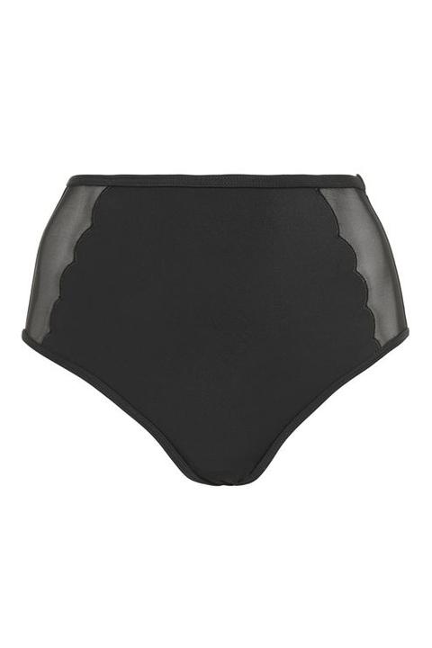 High Waist Scallop Mesh Bikini Bottoms