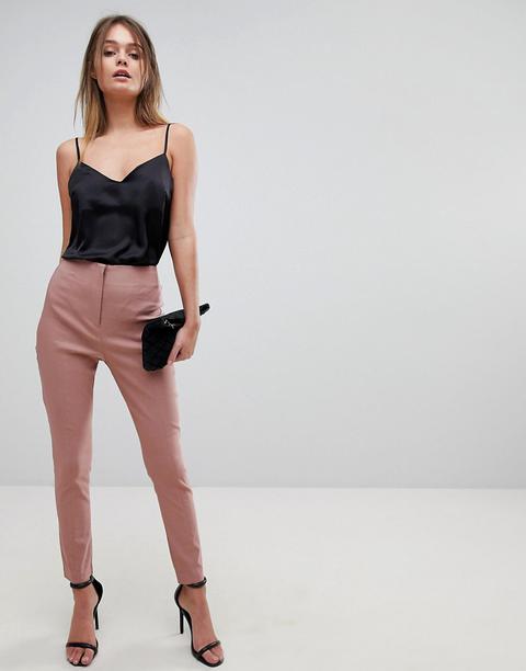 Asos - Pantaloni Skinny A Vita Alta - Rosa