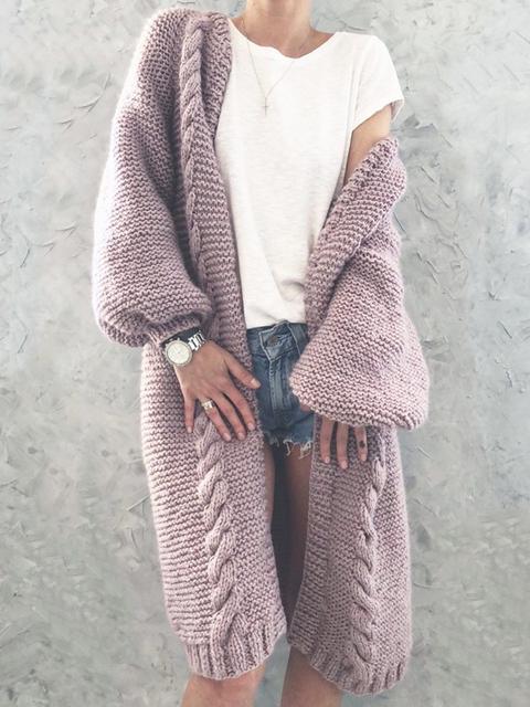 Cardigan Manica A Lanterna Scollo A V Moda Oversize Rosa