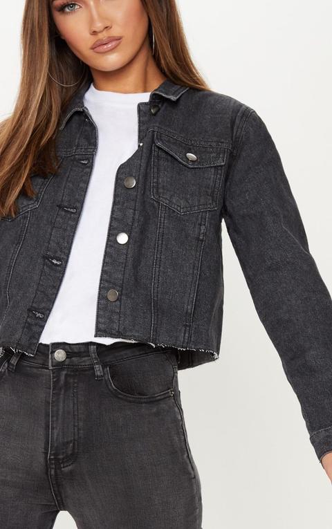 black cropped jeans jacket