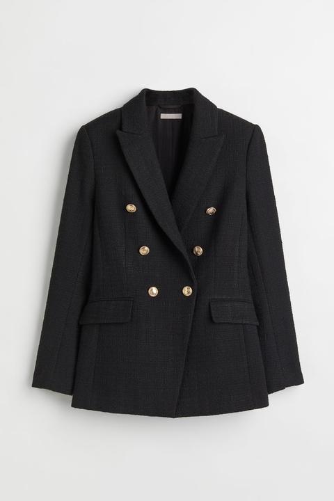 Blazer De Bouclé - Negro