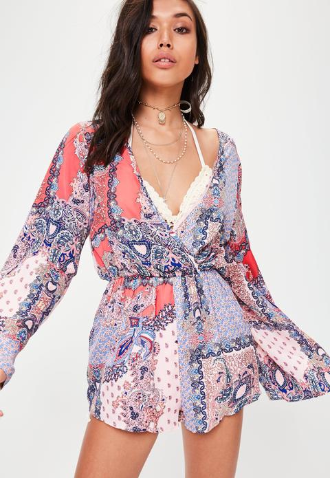 Pink Paisley Kimono Playsuit