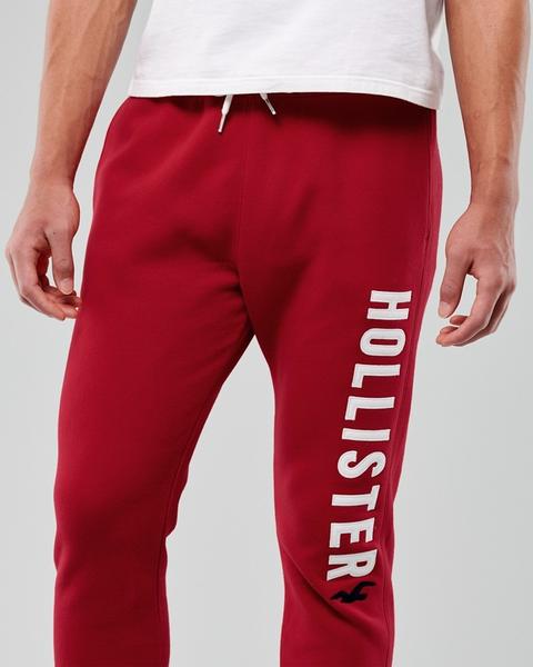 red hollister joggers