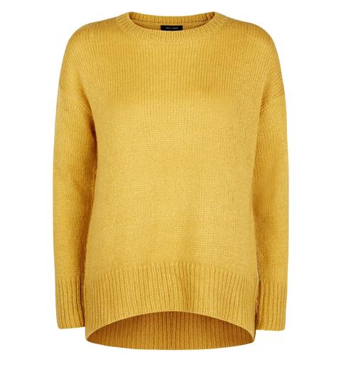 Mustard Curved Hem Jumper New Look