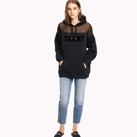 Sudadera Con Capucha Con Inserción De Malla Y Logo
