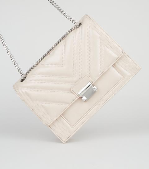 Cream Leather-look Quilted Chain Shoulder Bag New Look Vegan