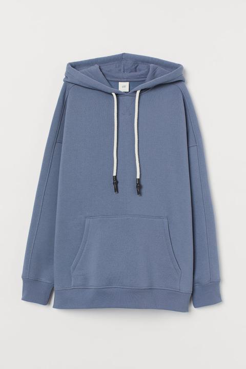 Sudadera Oversize Con Capucha - Azul