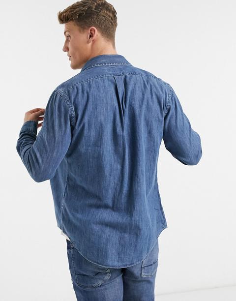 Polo Ralph Lauren Slim Fit Denim Shirt In Mid Wash Blue