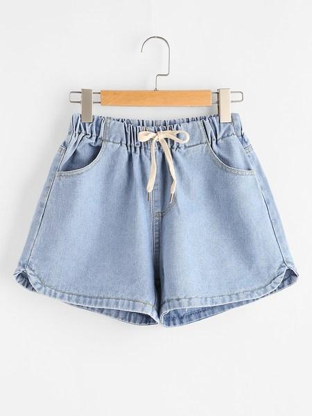 Shorts Elastico In Vita Delfino Del Denim Del Bordo