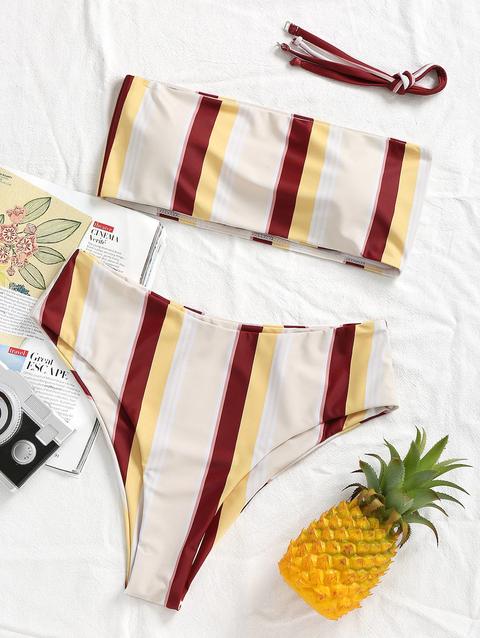 Bikini A Fascia A Righe Colormix