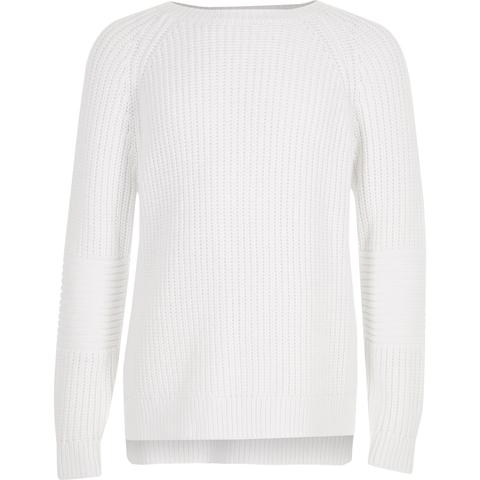 Girls White Cross Open Back Knit Jumper