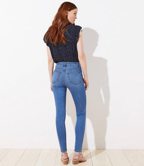 High Rise Slim Pocket Skinny Jeans In Original Mid Indigo Wash