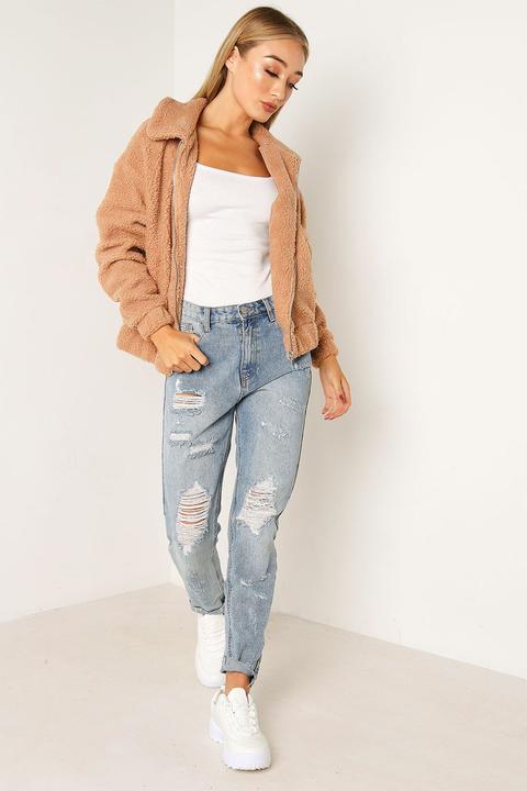 camel teddy bomber jacket