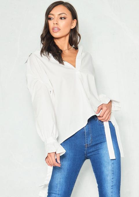 Jesse White Open Neck Tie Cuff Shirt