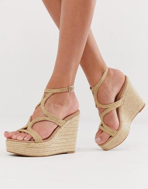 Alpargatas De Cuña De Rafia En Natural Sense De Steve Madden-beis