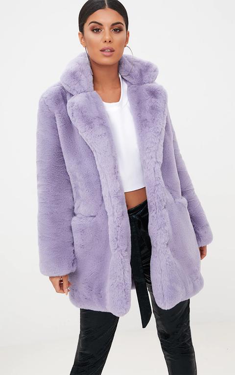 Lilac Premium Faux Fur Coat, Purple