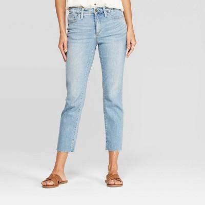 Women's Relaxed Fit High-rise Cropped Straight Jeans - Universal Thread™ Light Wash
