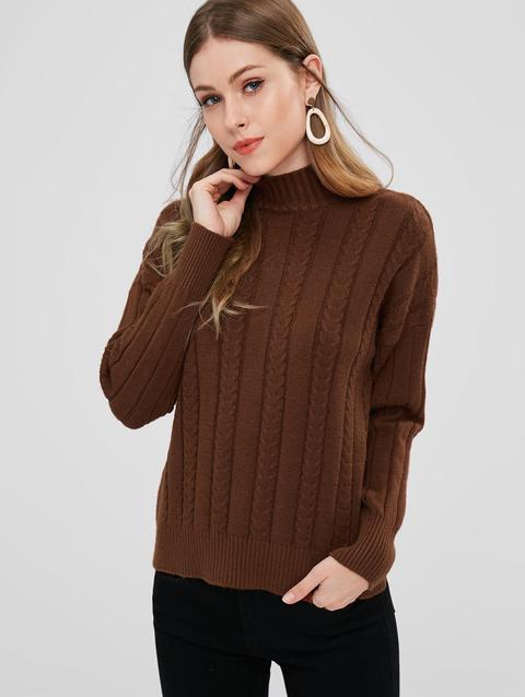 Maglione Pullover A Girocollo Coffee