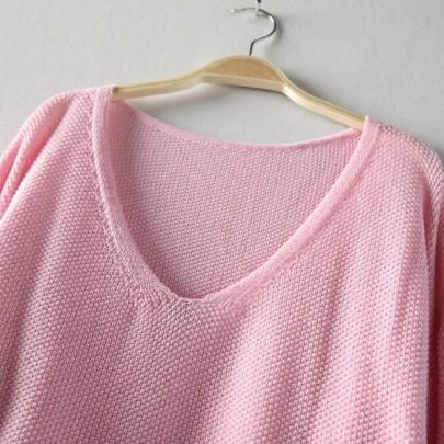 Rosa Tiefer V Ausschnitt Volltonfarbe Oversize Strickpulli Pullover Strickpullover Damen Mode From Cichic On 21 Buttons