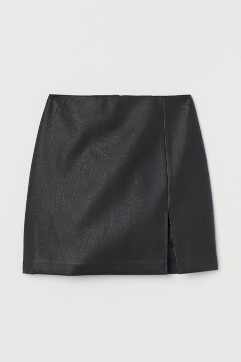 Falda En Piel Sintética - Negro