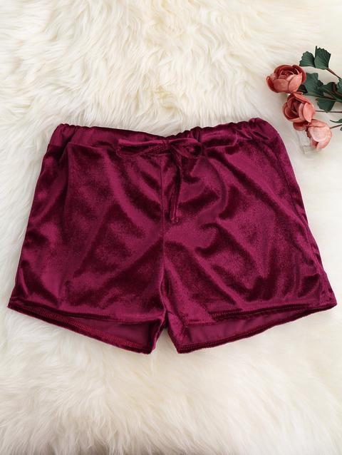 Loopback Waist Velvet Shorts