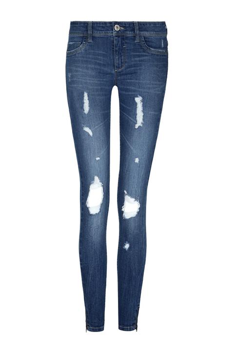 Jeans Skinny Con Zip Blu